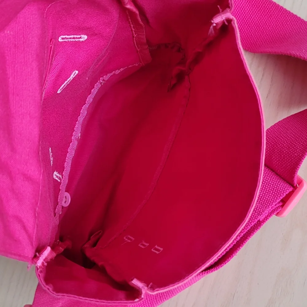 American Girl Pink Cotton Felt Bloom Buttons Adjustable Strap Crossbody Bag